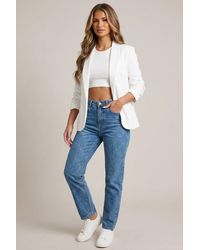Femme Luxe - Ruched Sleeve Tailored Open Front Blazer - Lyst