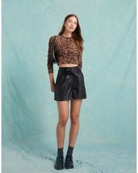 Miss Selfridge - Faux Leather Heart Pocket Shorts - Lyst