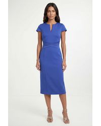 Wallis - Scuba Crepe Wrap Waist Midi Dress - Lyst