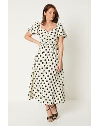 PRINCIPLES - Puff Sleeve Spot Midi Dress - Lyst