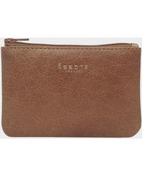 Assots London - 'poppy' Tan Full Grain Leather Zip Top Coin Purse - Lyst