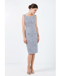 Conquista - Sleeveless Floral Straight Dress With Zip Detail - Lyst