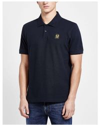 Belstaff - Men's Patch Logo Short Sleeve Polo Shirt In Navy - Lyst