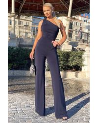AX Paris - One Shoulder Ruched Top Slinky Jumpsuit - Lyst