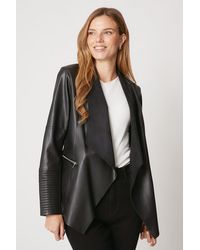 Wallis - Faux Leather Waterfall Jacket - Lyst