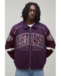 BoohooMAN - Regular Fit Collared Certified Varsity Jersey Jacket - Lyst