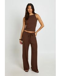 Boohoo - Soft Rib Vest And Straight Leg Trouser Co-Ord - Lyst