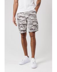 Tokyo Laundry - Washed Cotton Twill Cargo Shorts With Camo Print - Lyst