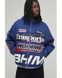 BoohooMAN - Oversized Applique Twill Hooded Peaked Cagoule - Lyst