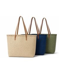 Woodland Leathers - Large Woven Straw Beach Bag - Lyst