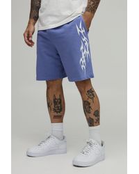 BoohooMAN - Baggy Fit Gothic Washed Loopback Jersey Shorts - Lyst