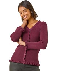 Roman - V-Neck Ruffle Knit - Lyst