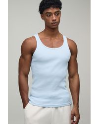 BoohooMAN - Basic Muscle Fit Ribbed Vest - Lyst