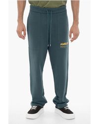 Ambush - Fleece Katoenen WORKSHOP-joggingbroek Met Trekkoord In De Taille In Blauw - Lyst