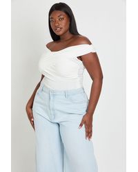 Boohoo - Plus Twist Bardot Bodysuit - Lyst