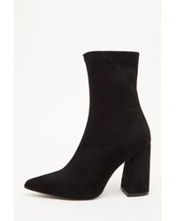 Quiz - Faux Suede Heeled Sock Boots - Lyst