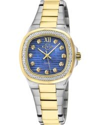 Gv2 - Potente Lady Mop Dial, 316L Stainless Steel Two Toned Ipyg Diamond Swiss Quartz Watch - Lyst