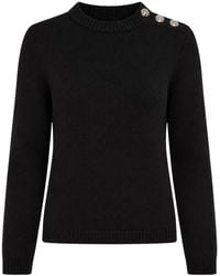Ted Baker - Janha Rose Button Crew Neck Long Sleeve Jumper Wool - Lyst