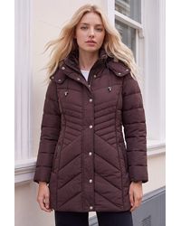 Roman - Petite Hooded Longline Quilted Coat - Lyst