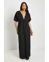 Boohoo - Maternity Ruched Tie Front Maxi Dress - Lyst