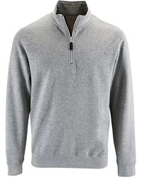 Sol's - Stan Contrast Zip Neck Sweatshirt Marl) - Lyst