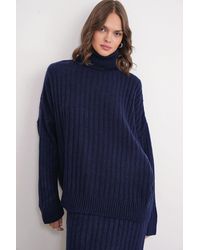 MixRay - Übergroßer Rippstrick-Turtleneck-Pullover - Lyst