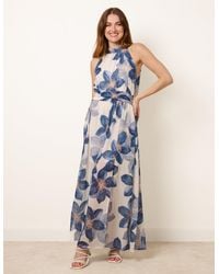Blue Vanilla - Floral Print Halter Neck Occasion Dress - Lyst
