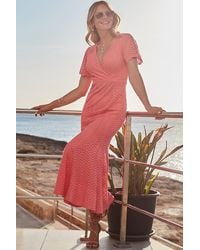 Sosandar - Chevron Faux Wrap Ruffle Hem Maxi Dress - Lyst