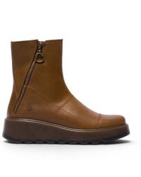 Fly London - Leather Zip-Up Platform Ankle Boots - Lyst