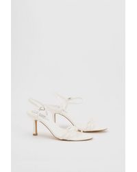 Oasis - Scarlett Faux Leather 2 Part Bow Trim Medium Heeled Sandals - Lyst