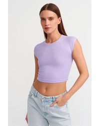 Dilvin - Slim Fit Crop Jersey Blouse - Lyst