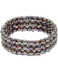 Ateliers Saint Germain - Bracelet 3 Rows Of Real Freshwater Pearls 4 Mm - Lyst