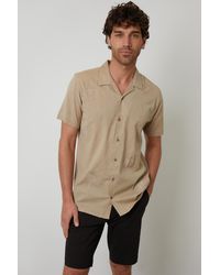 Threadbare - Linen Blend Palm Embroidered Short Sleeve Shirt - Lyst