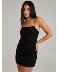 Pink Vanilla - Ruched Bodycon Rhinestone Dress - Lyst