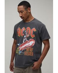 BoohooMAN - Oversized Washed Acdc License Print T-Shirt - Lyst