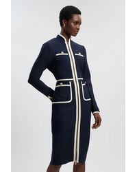 Karen Millen - Figure Form Bandage Knit Piping Detail Military Midi Dress - Lyst