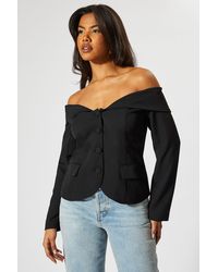 MissPap - Tailored Bardot Button Down Blazer - Lyst