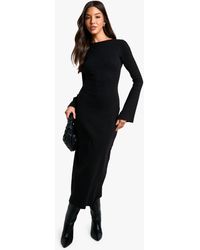 Boohoo - Rib Tie Back Midaxi Dress - Lyst