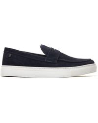 Base London - Flynn Suede Navy Loafers - Lyst