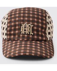 BoohooMAN - Gingham Printed Nylon Cap With Bungee Drawcord - Lyst