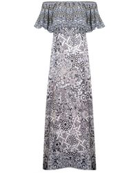 Inoa - Casa Blanca 12006 Multi Colour Off The Shoulder Silk Dress - Lyst