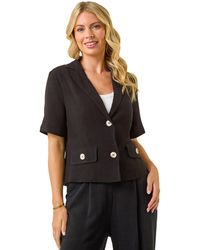 Roman - Petite Linen Mix Buttoned Jacket - Lyst