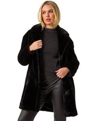 Roman - Petite Longline Pocket Fur Coat - Lyst