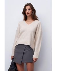 Dilvin - V-Neck Ribbed Knit Sweater - Lyst