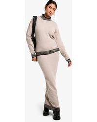Boohoo - Premium Contrast Trim Jumper And Maxi Skirt Knitted Co-Ord - Lyst
