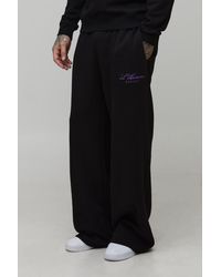 BoohooMAN - Tall Wide Leg Embroidered Homme Joggers - Lyst