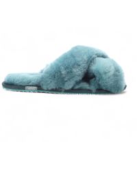 Infinity Leather - Sheepskin Slippers Warm Winter Fur Crossover - Lyst