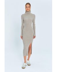 MixRay - Pullover-Midi-Strickkleid Mit Schlitz - Lyst