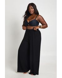 Boohoo - Plus Essentials Oversized Linen Look Trousers - Lyst