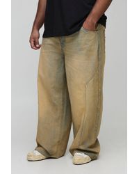 BoohooMAN - Plus Baggy Fit Washed Star Applique Jeans - Lyst